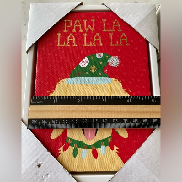 NEW- Two 5x7 Christmas Holiday Dog Mini Canvas Wall Decorations (set 1) - Picture 2 of 4